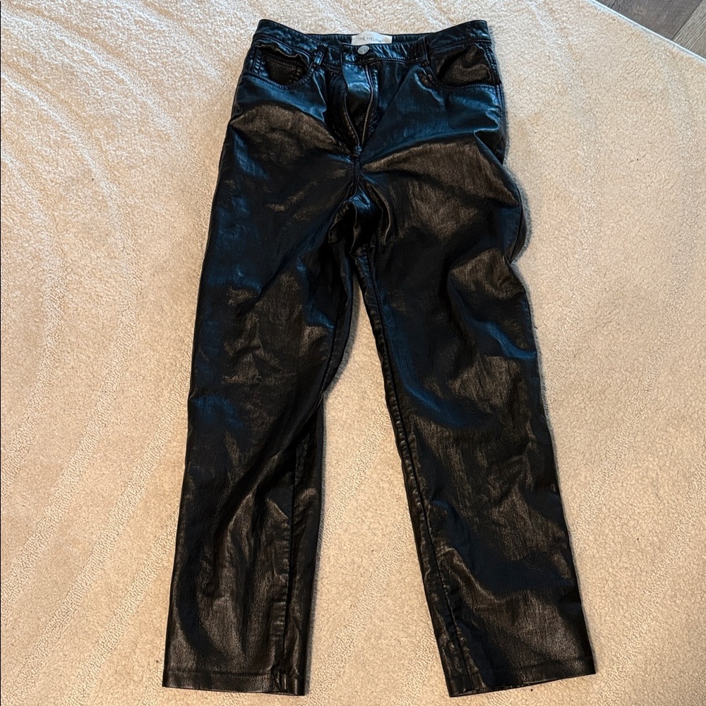 Aritzia Black Faux Leather Straight Leg Pants